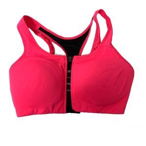 Nike Pro Hot Pink Front Zip Racerback Sports Bra - Size Small